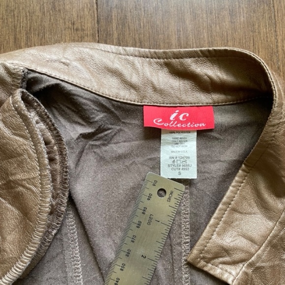 Fit and flare jacket mid length Tan Faux Leather - Picture 3 of 14